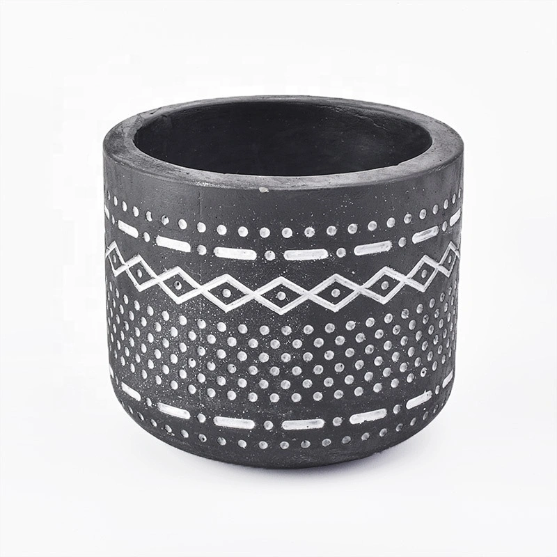 Customized black cement candle jar votives candle holder home decoration
