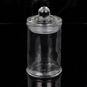 glass candle jar with glass lid 360ml home decoration