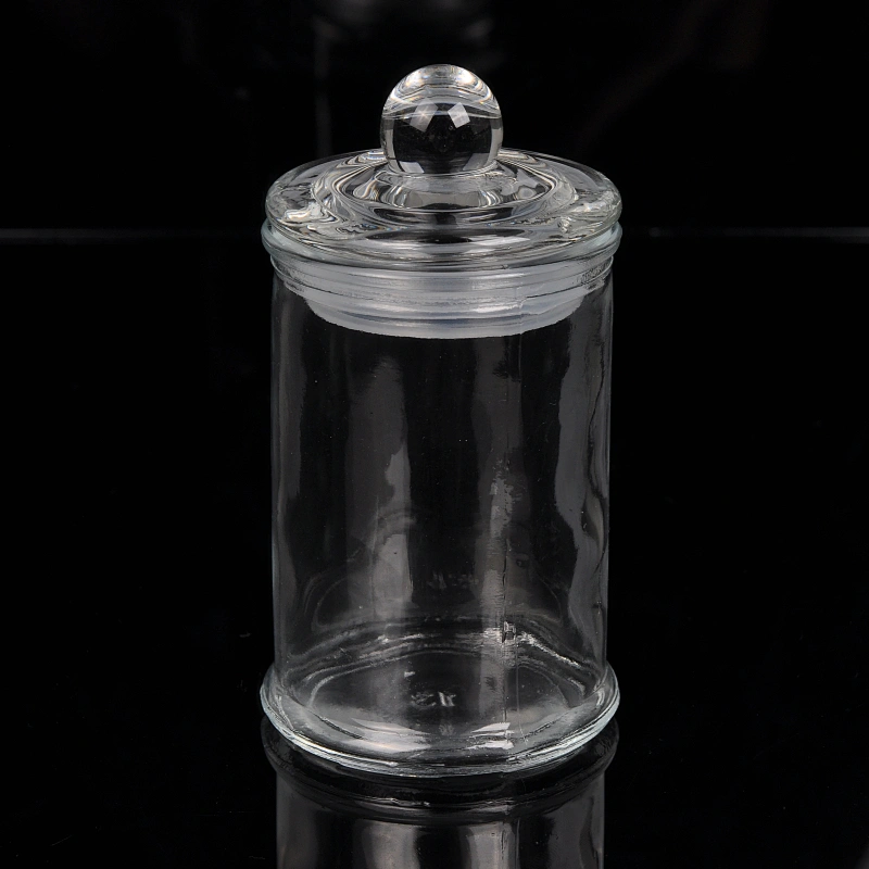 glass candle jar with glass lid 360ml home decoration