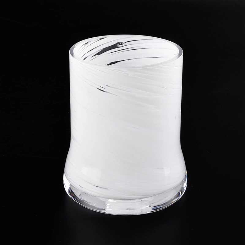 glossy white glass jars unique glass candle jar hand made