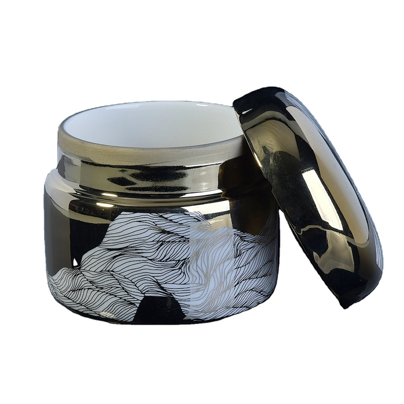 6oz 8oz Wholesales custom gold ceramic candle jars with lid cover
