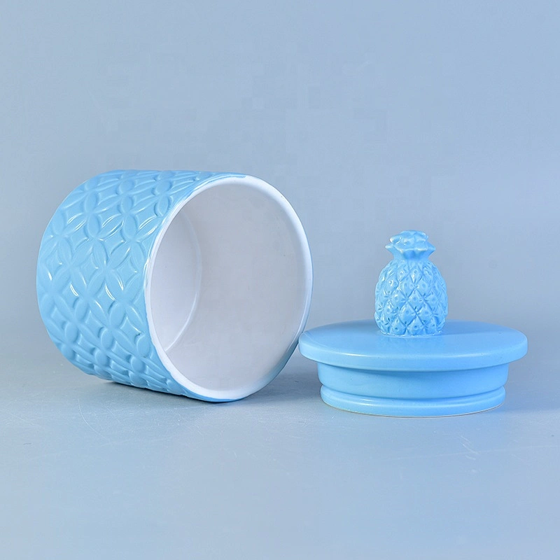 Customized machine press glaze ceramic tealight candle holder candle containers with lids party decorative use