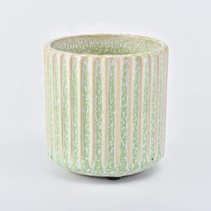 400ml Christmas Green striped ceramic candle jars church candle tin holder home decor