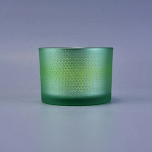 10oz Sunny green frosted Luxury glass jar candle vessel