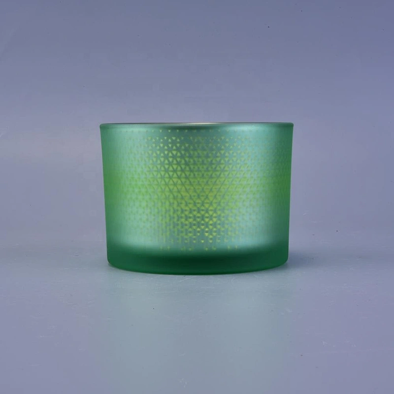 10oz Sunny green frosted Luxury glass jar candle vessel