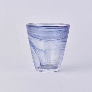 Wholesales silked blue matte glass candle holders home decoration