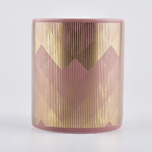 pink cylinder ceramic candle holder, popular size ceramic vessels for candle making