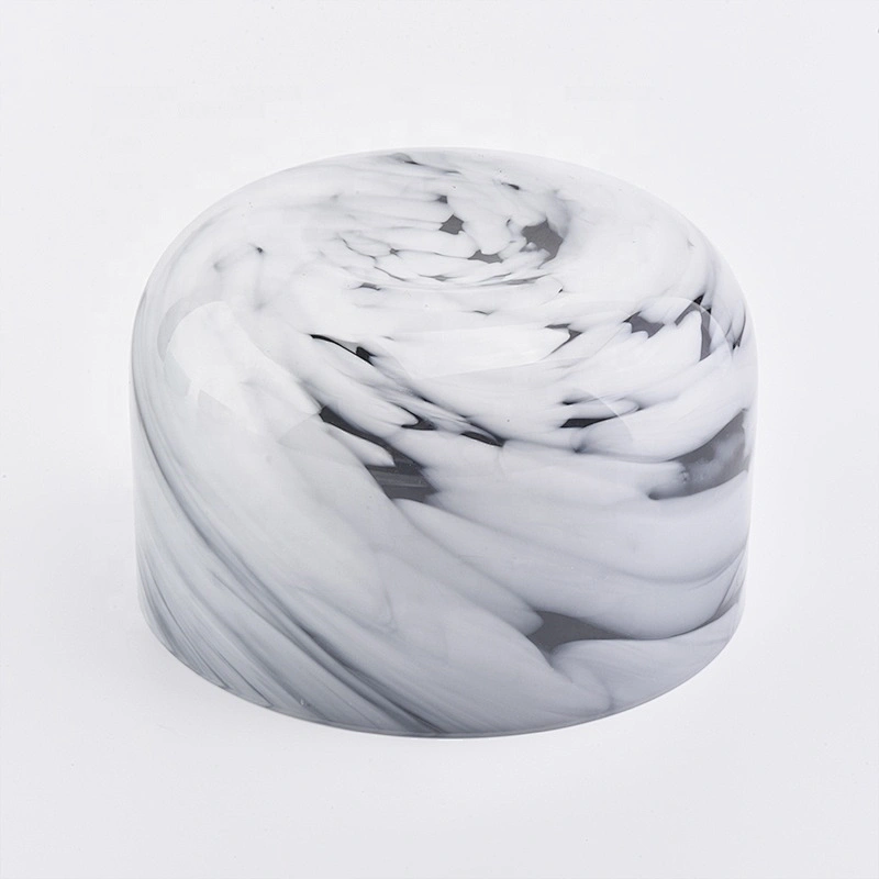 Marble painted glass candle  holders  560ml multi colors home decoration