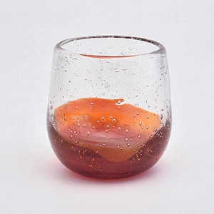Transparent orange Glass Candle container tealight candle Holder party Decor Wholesales
