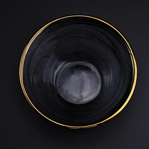 Thin smoke black glass candle holders with gold rim home decoration wholesale