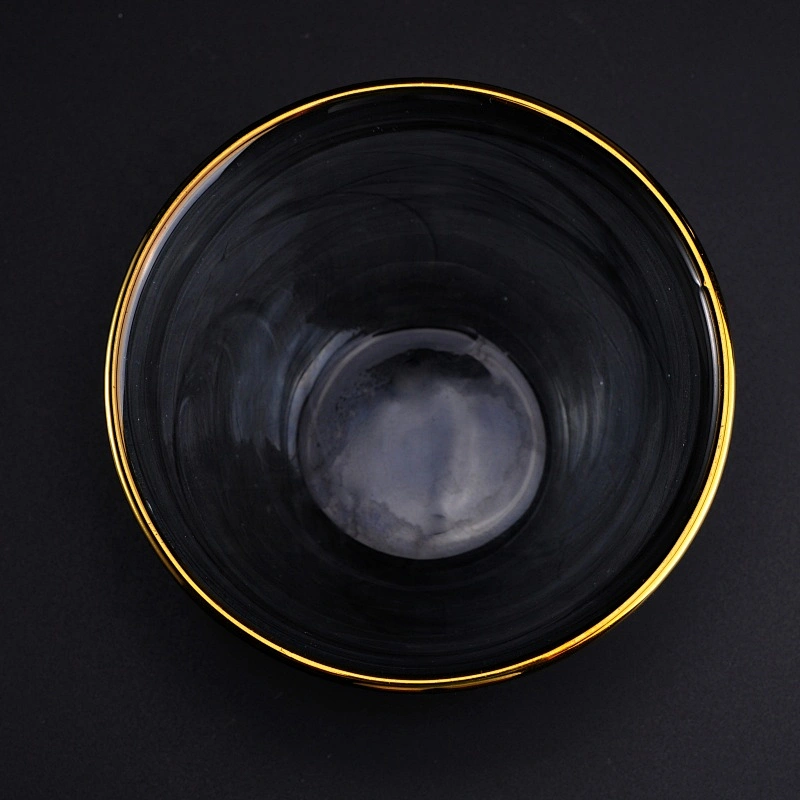 Thin smoke black glass candle holders with gold rim home decoration wholesale
