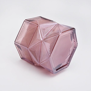 Wholesales Hexagon amber luxury Glass candle vessel