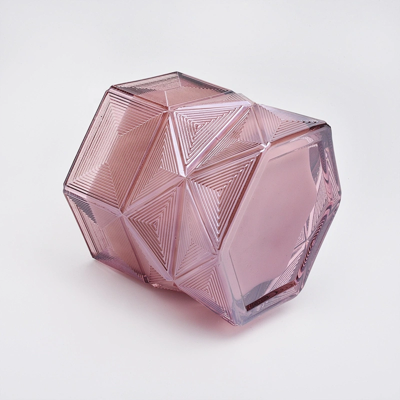 Wholesales Hexagon amber luxury Glass candle vessel