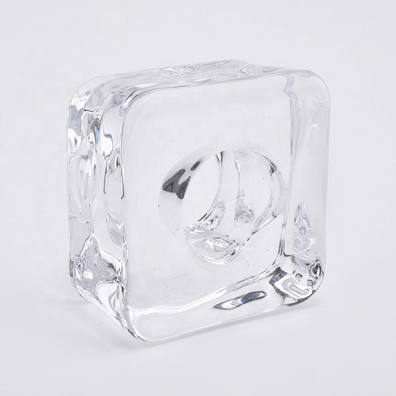 Clear crystal square tealight glass candle jars home decoration
