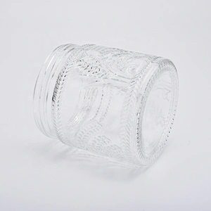 Empty crystal engraving candle container tealight glass candles vessel kitchen decoration wholesale