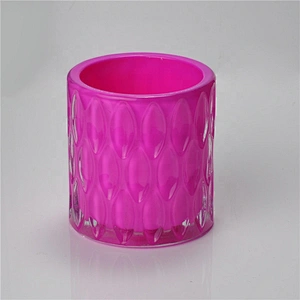 Wholesales tealight pink luxury candle glass jar 6oz 8oz 10oz