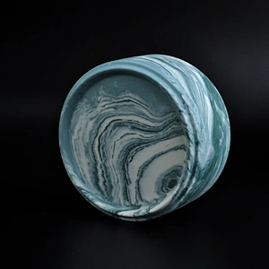 Wide mouth ceramic container green marble ceramic candle vessel