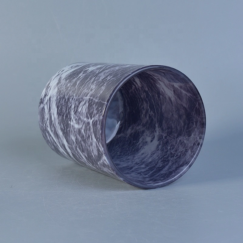 Wholesales Dark Marble Glass Candle Holders Home Decoration
