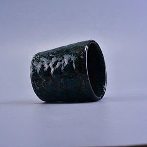 Dark blue votive ceramic candle jar for home decor