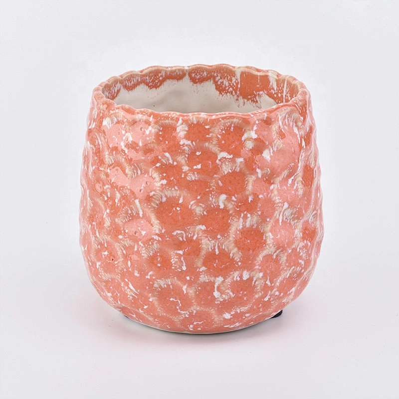 230ml Orange Mable ceramic candle jar votive candle container wedding centerpieces
