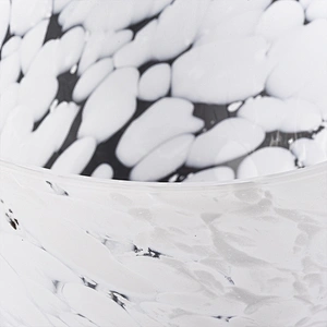 white petal decorated glass vessel with base, unique glass candle jar hand made