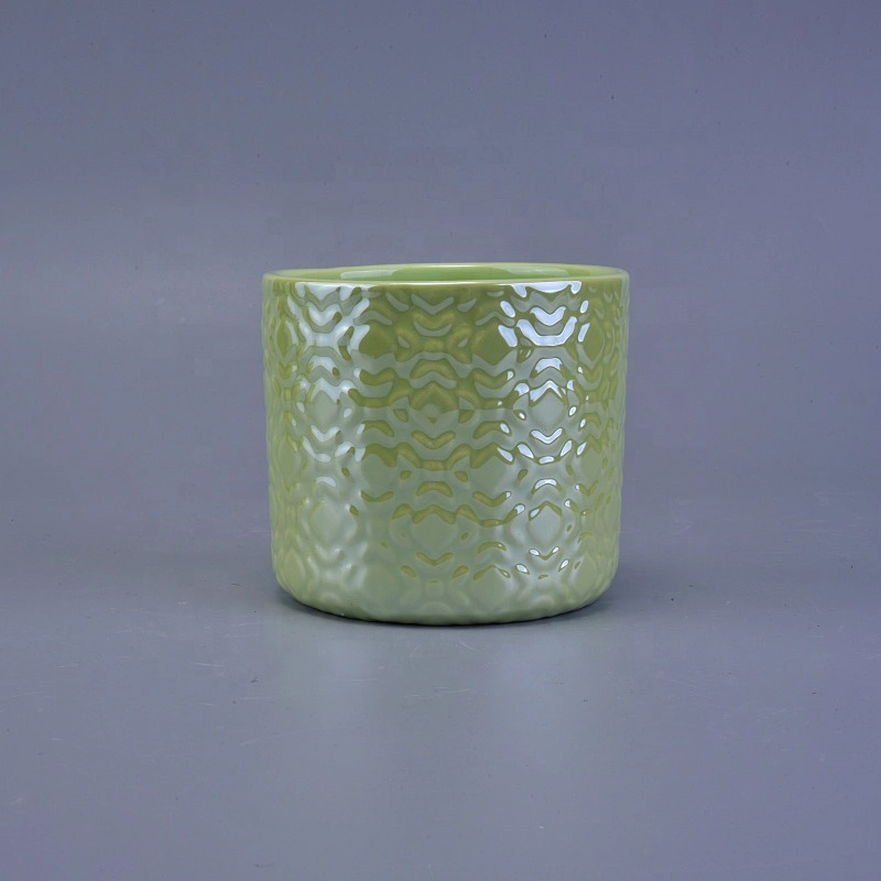 Cylinder decorative glaze ceramic candle jars in bulk