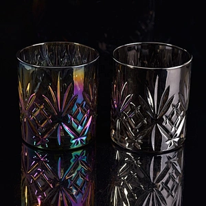 Luxury embossed candle jar glass tealight candle holder wholesales