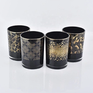 Sunny glassware black electroplating luxury glass candle jars home decor