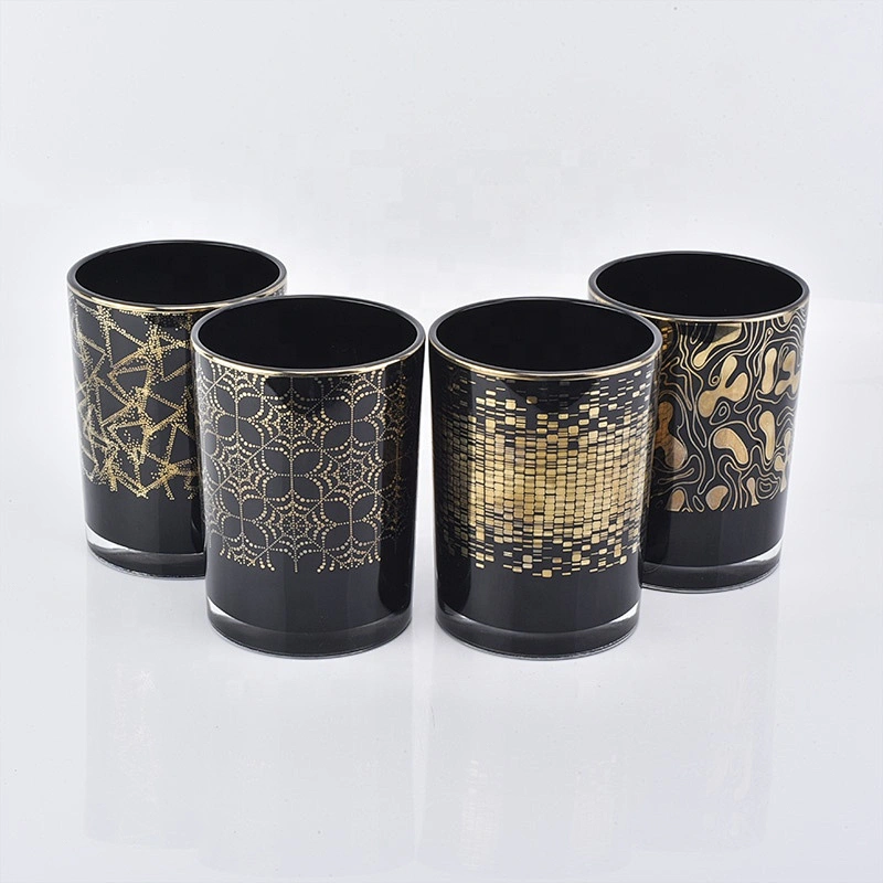 Sunny glassware black electroplating luxury glass candle jars home decor