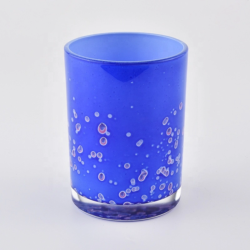 Luxury blue glass jar candle container 10oz
