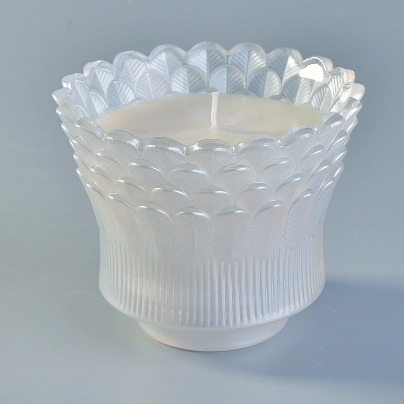 Hot sales tealight white feather luxury glass candle holder