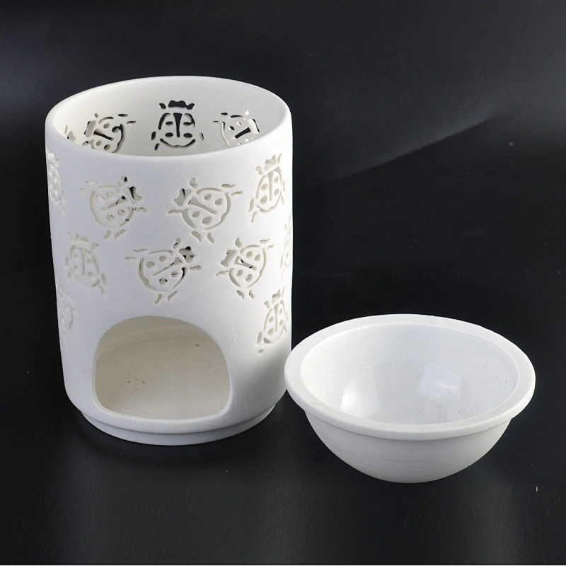 Pure White Ladybird Hollow Out Ceramic Candle Oil Burner Home Decoration Pieces