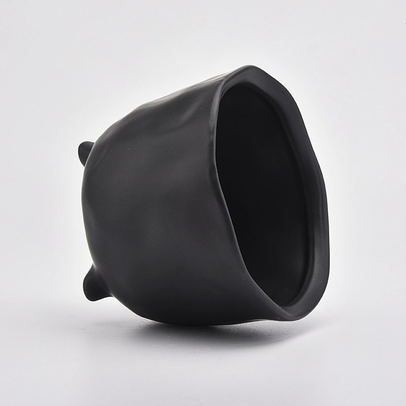 Matte black ceramic candle vessel wholesales