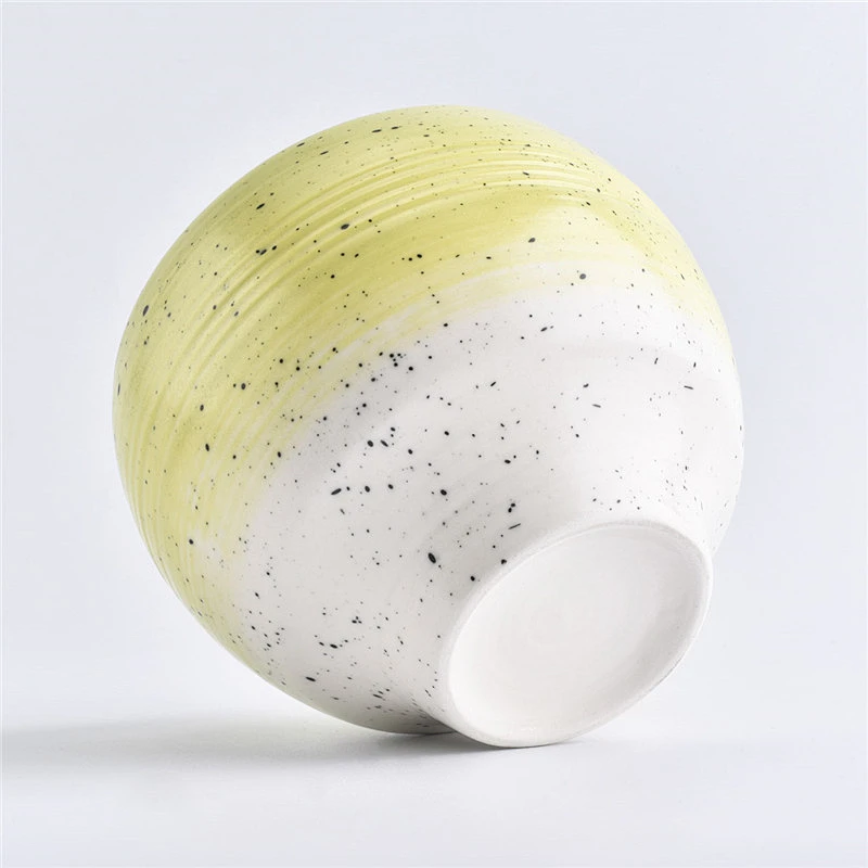 Sunny decorative ceramic candle vessel yellow color ceramic jars