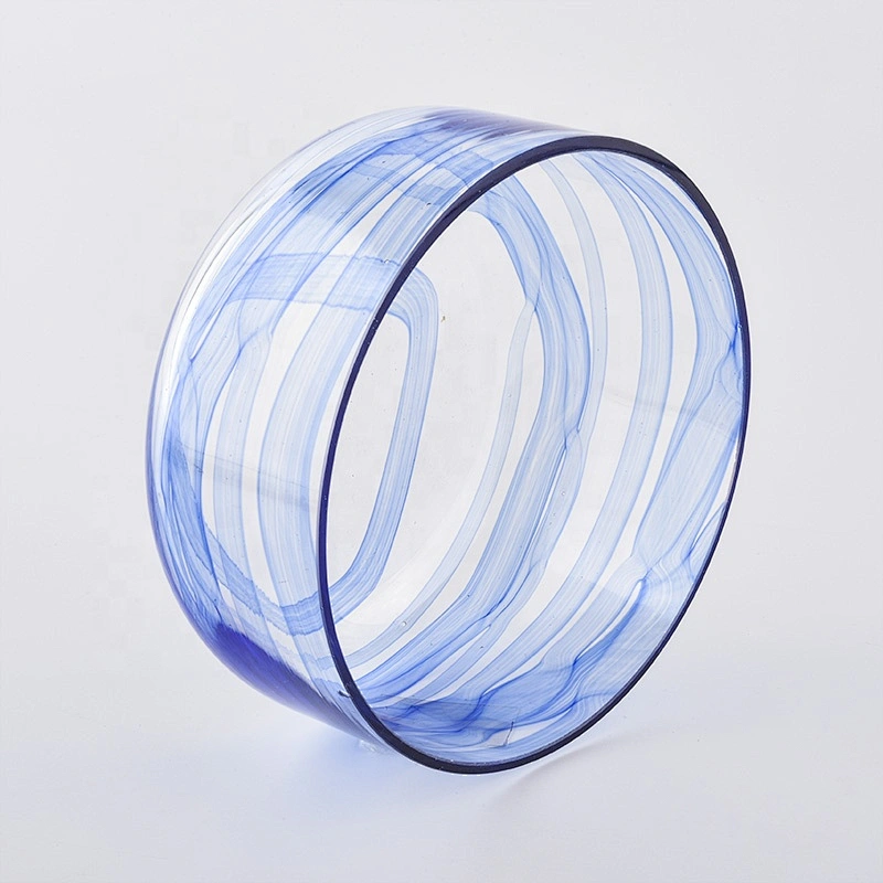 wide glass jars with marble decoration