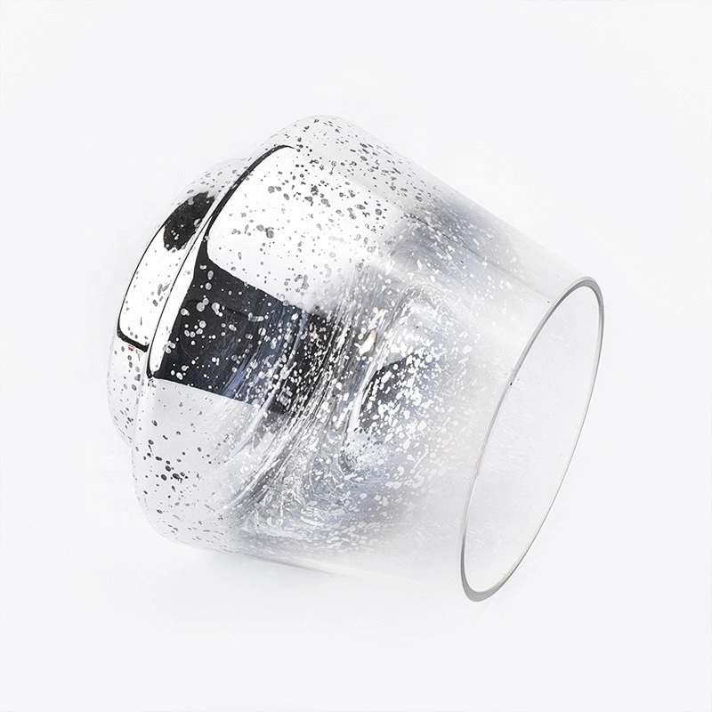 435ML Glass Candle Jar with Luxury Mercury Decorating Silver