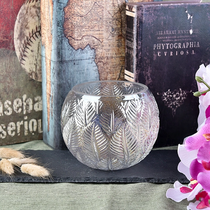 Clear Lotus leaf candle container votive glass candle vessel wedding decor in bulk