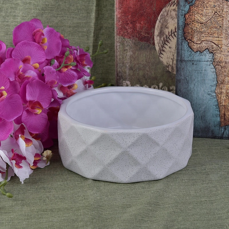 Sunny grey luxury Polygon tealight ceramic candle jar