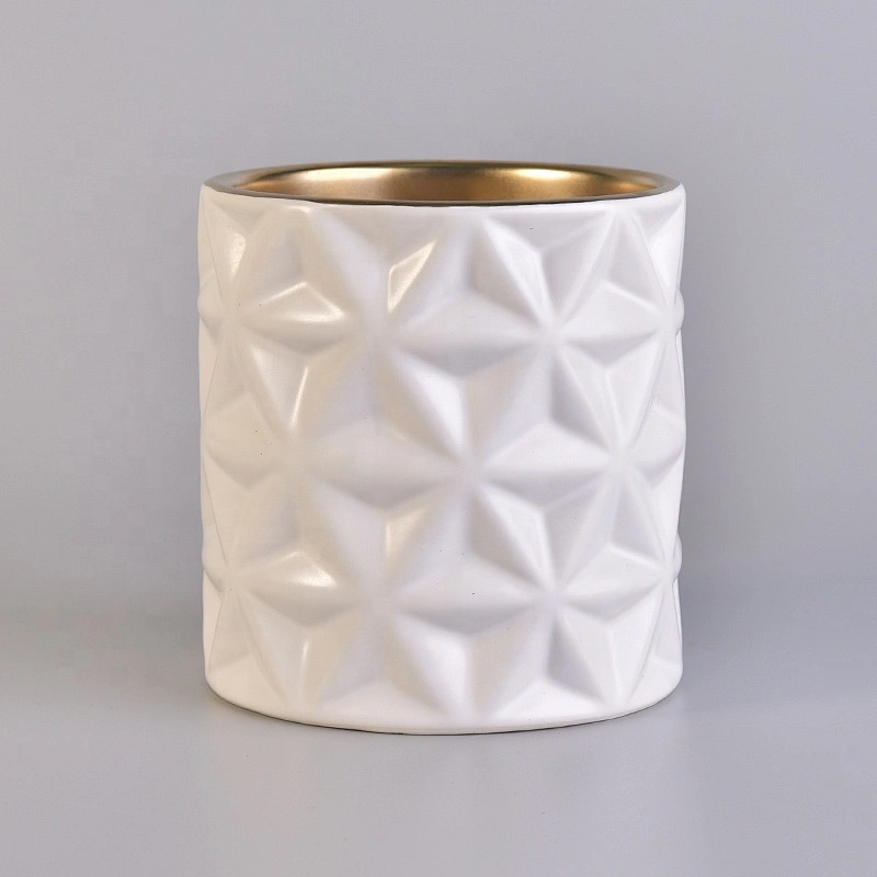 Geo cut plating candle holder votive ceramic candle jars wedding centerpiece wholesale