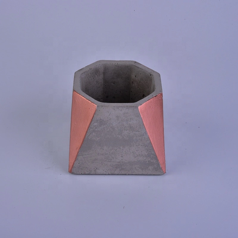Hexagon empty decorative cement candle jar