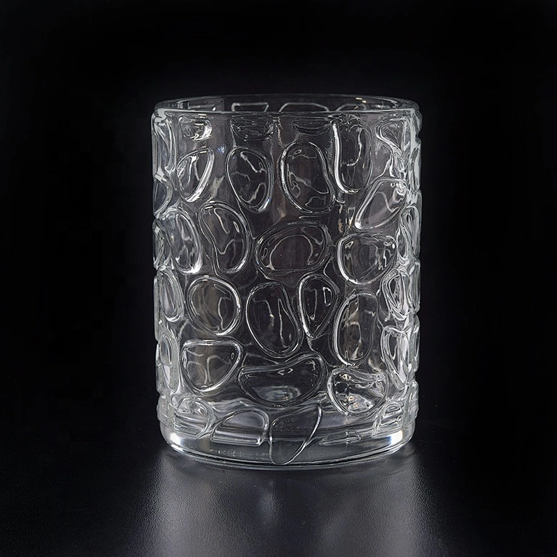 Clear Glass Candle cup fingerprint pattern candle container home Decor