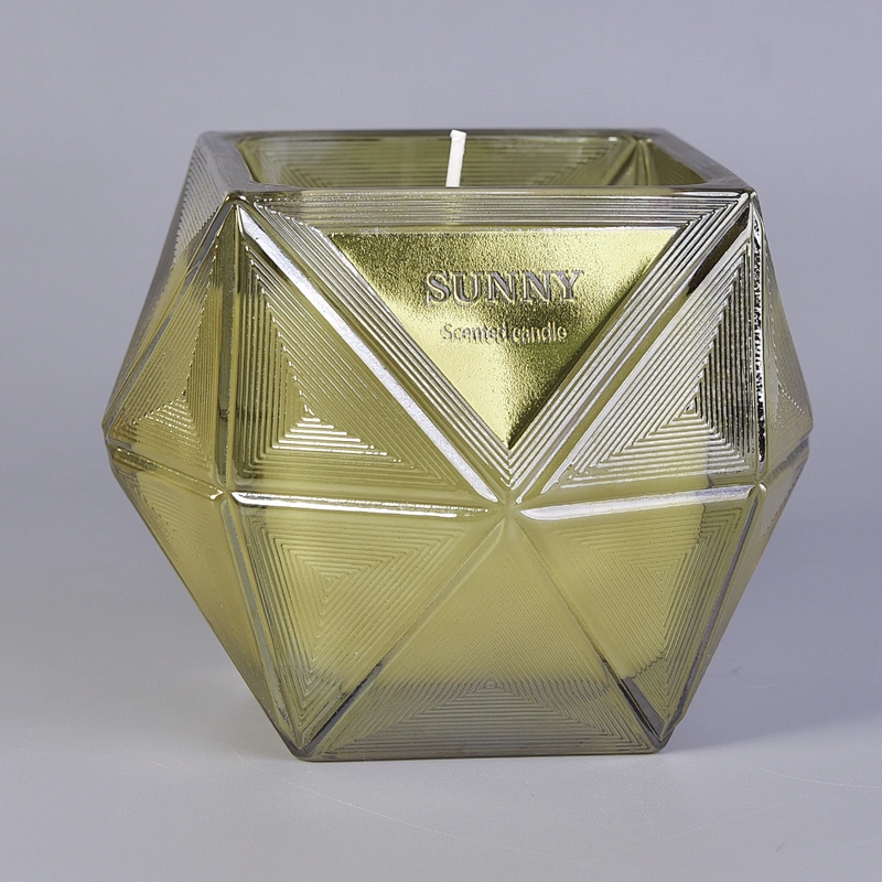 10oz 12oz 14oz Sunny scented Luxury Hexagon custom glass candle jar