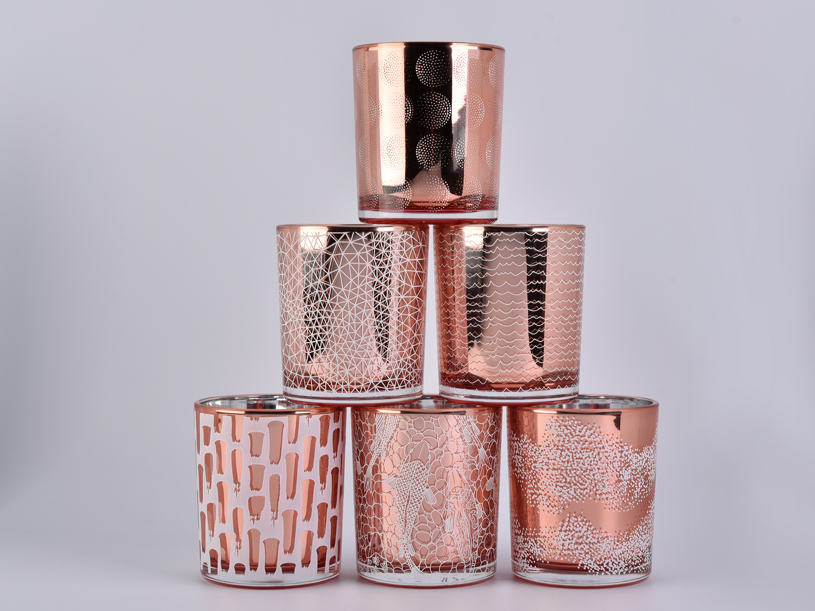 SG881000 Web Rose Gold Glass Candle Jars Home Decor