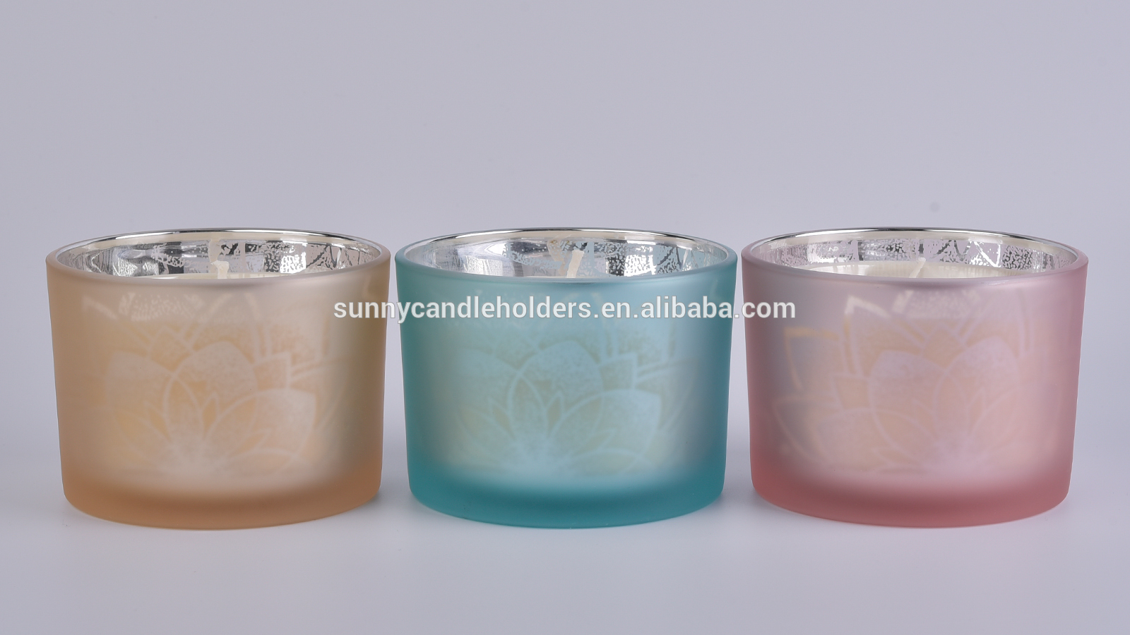 SG11080 Blue Frosted Glass Candle Jars Home Decor