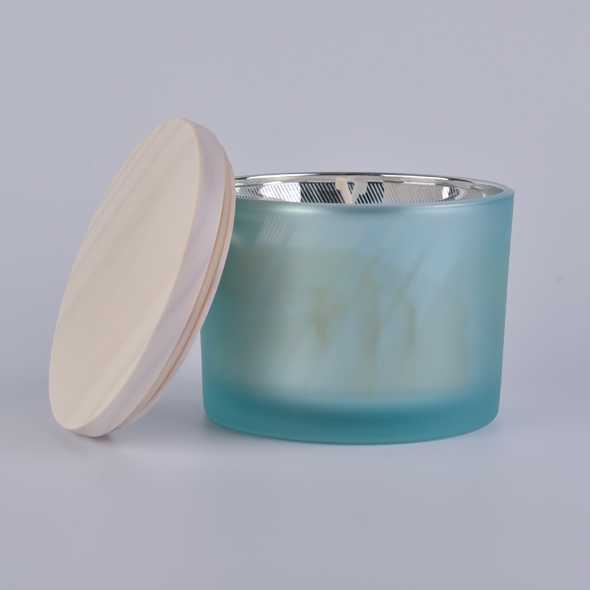 SG11080 Blue Frosted Glass Candle Jars Home Decor