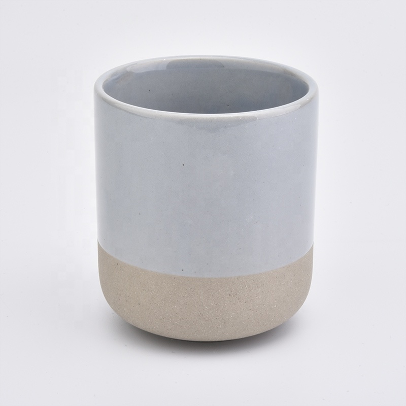 Frosted grey ceramic candle vessel modern votive scented candle holders home decorative use