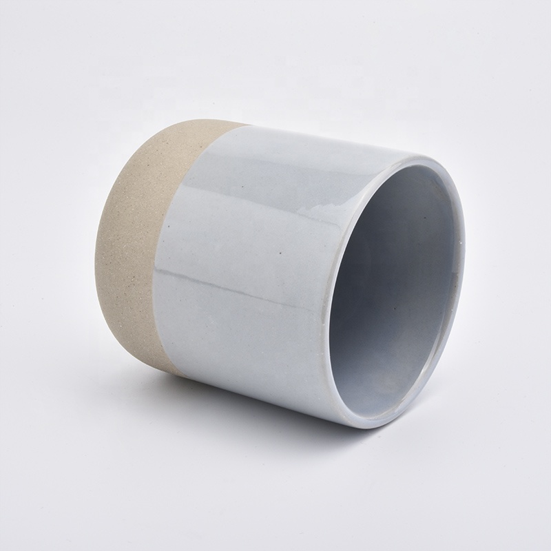 Frosted grey ceramic candle vessel modern votive scented candle holders home decorative use