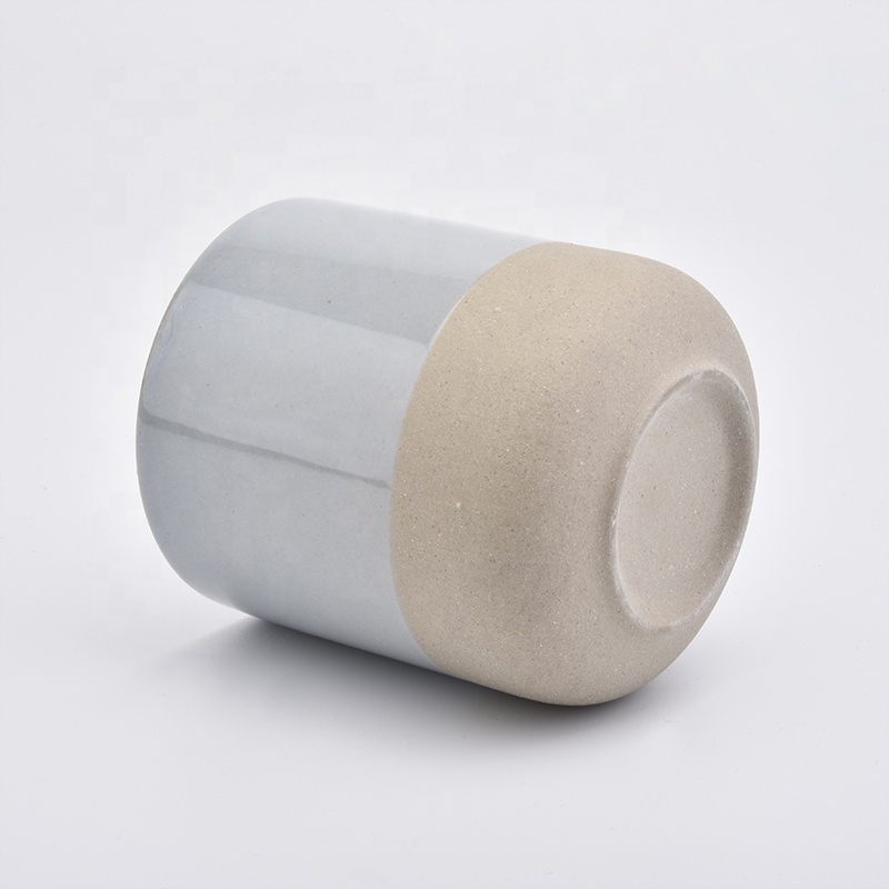 Frosted grey ceramic candle vessel modern votive scented candle holders home decorative use
