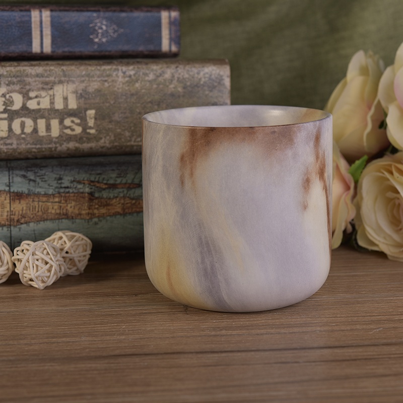 Customized ceramic candle iridescent vessels for home decor