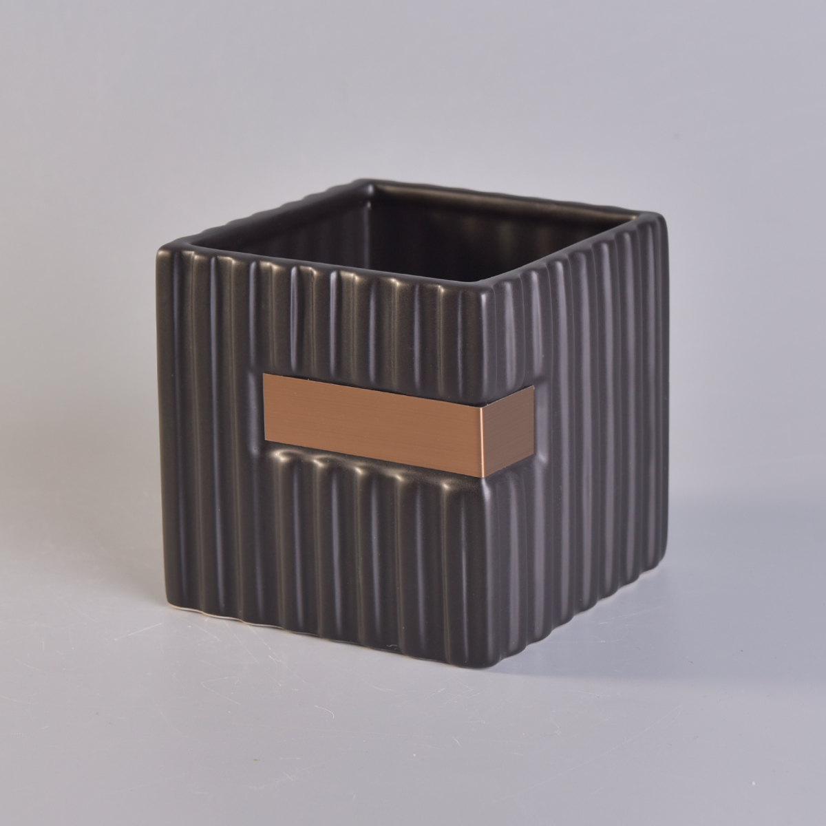 1000ml Square Ceramic Candle Holders Stripes Pattern Home Decoration Pieces
